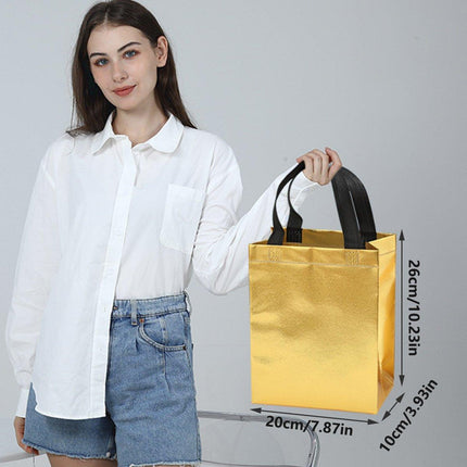 24pcs Laser Non Woven Gift Bags Tote Bags for Party Favor Wedding and Birthday - Rose Red.
