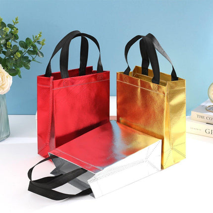 24pcs Laser Non Woven Gift Bags Tote Bags for Party Favor Wedding and Birthday - Rose Red.