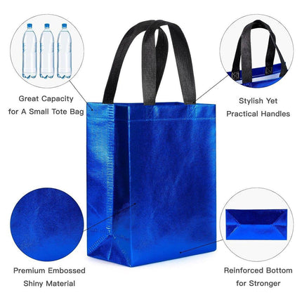 24pcs Laser Non Woven Gift Bags Tote Bags for Party Favor Wedding and Birthday - Rose Red.