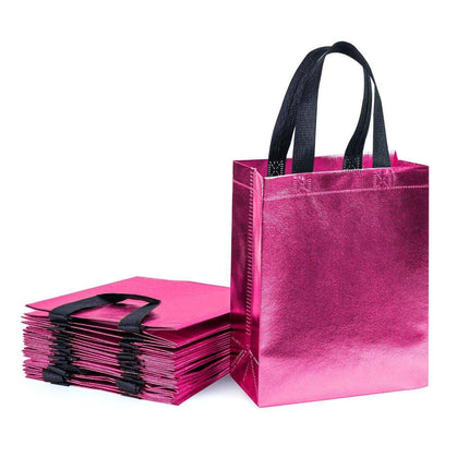 24pcs Laser Non Woven Gift Bags Tote Bags for Party Favor Wedding and Birthday - Rose Red.