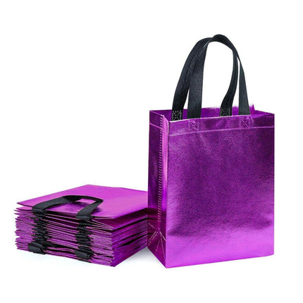 24pcs Laser Non Woven Gift Bags Tote Bags for Party Favor Wedding and Birthday - Rose Red.