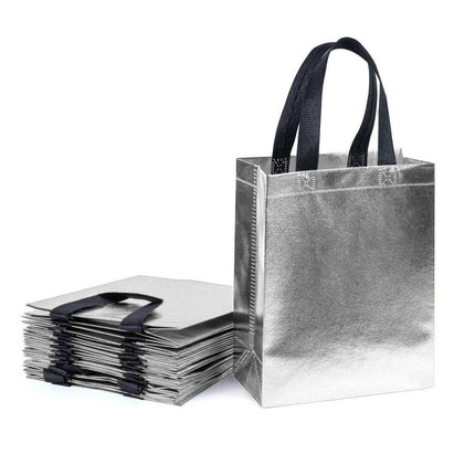 24pcs Laser Non Woven Gift Bags Tote Bags for Party Favor Wedding and Birthday - Rose Red.