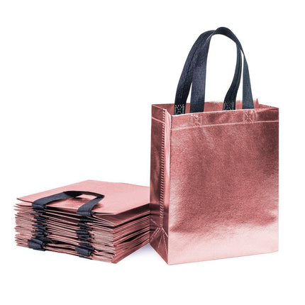 24pcs Laser Non Woven Gift Bags Tote Bags for Party Favor Wedding and Birthday - Rose Red.
