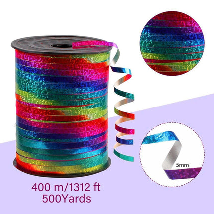 400m Glitter Laser Ribbon for Balloons Birthday Party Banners Pull String Tie.