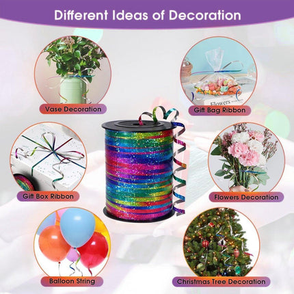 400m Glitter Laser Ribbon for Balloons Birthday Party Banners Pull String Tie.