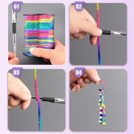 400m Glitter Laser Ribbon for Balloons Birthday Party Banners Pull String Tie.