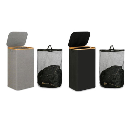 Bathroom Laundry Basket Large Clothes Hamper Dirty Laundry Storage Organizer - Black.