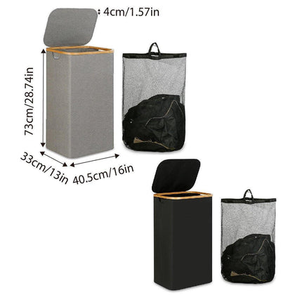 Bathroom Laundry Basket Large Clothes Hamper Dirty Laundry Storage Organizer - Black.