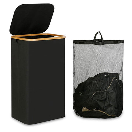 Bathroom Laundry Basket Large Clothes Hamper Dirty Laundry Storage Organizer - Black.
