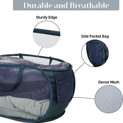 Large Folding Laundry Basket Collapsible Storage Organizer Dirty Clothes Hamper - Green.