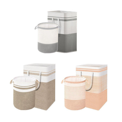 Foldable Canvas Laundry Basket for Dirty Clothes Storage Bag Hamper Organizer - Grey.
