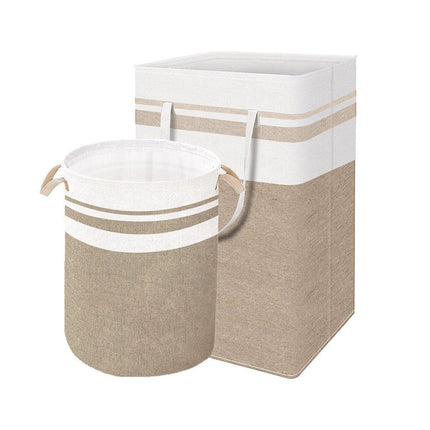 Foldable Canvas Laundry Basket for Dirty Clothes Storage Bag Hamper Organizer - Grey.