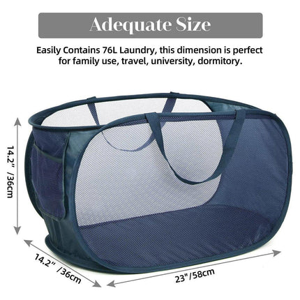 Large Folding Laundry Basket Collapsible Storage Organizer Dirty Clothes Hamper - Pink.