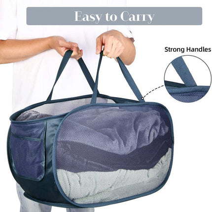 Large Folding Laundry Basket Collapsible Storage Organizer Dirty Clothes Hamper - Pink.