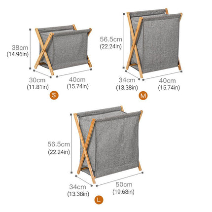 Wooden Collapsible Laundry Basket Dirty Clothes Storage Household Organizer - Beige-S.