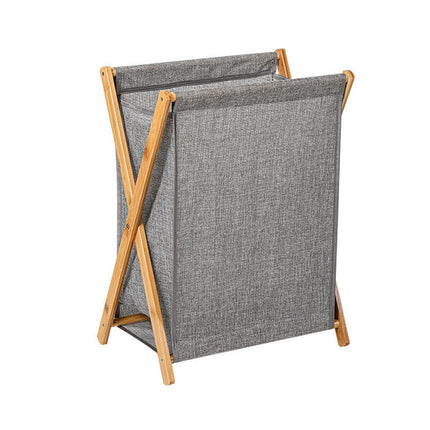 Wooden Collapsible Laundry Basket Dirty Clothes Storage Household Organizer - Beige-S.