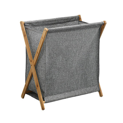 Wooden Collapsible Laundry Basket Dirty Clothes Storage Household Organizer - Beige-S.