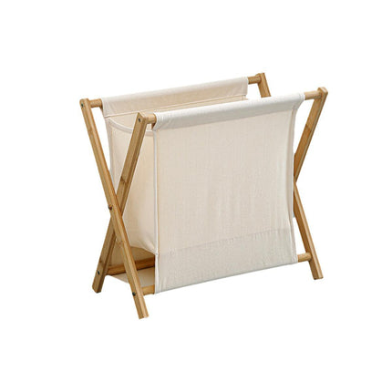 Wooden Collapsible Laundry Basket Dirty Clothes Storage Household Organizer - Beige-S.