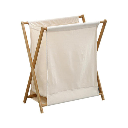 Wooden Collapsible Laundry Basket Dirty Clothes Storage Household Organizer - Beige-S.