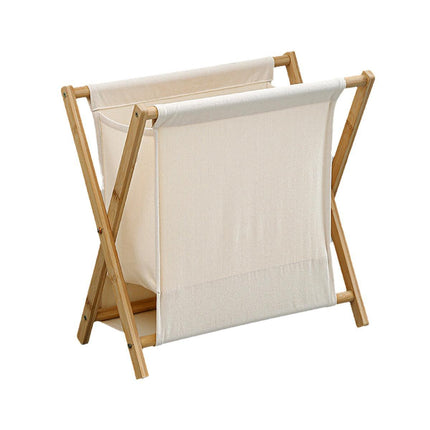 Wooden Collapsible Laundry Basket Dirty Clothes Storage Household Organizer - Beige-S.
