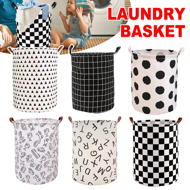 Foldable Laundry Basket Dirty Clothes Hamper Toy Storage Organizer Storage Bin - English Letters.