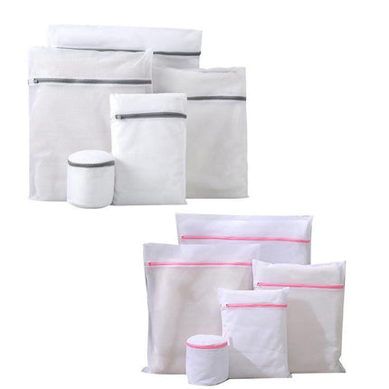 5pcs Zipper Mesh Laundry Bags Set Clothes Washing Organiser for Delicates - Grey.