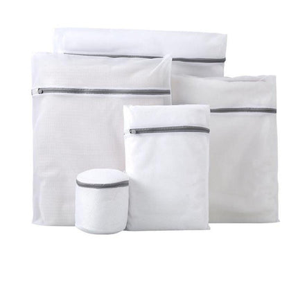 5pcs Zipper Mesh Laundry Bags Set Clothes Washing Organiser for Delicates - Grey.