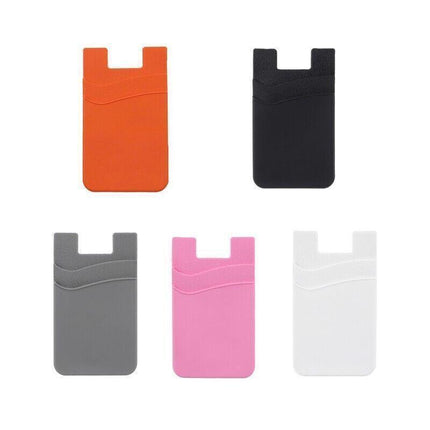 Silicone Phone Card Holder Double Layer Adhesive Wallet with 3M Backing - Purple.