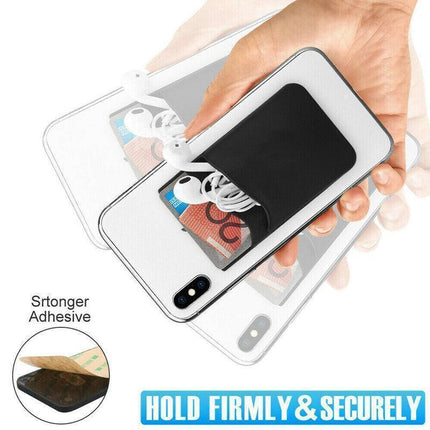 Silicone Phone Card Holder Double Layer Adhesive Wallet with 3M Backing - Purple.