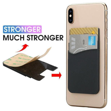 Silicone Phone Card Holder Double Layer Adhesive Wallet with 3M Backing - Purple.