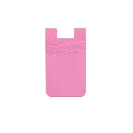 Silicone Phone Card Holder Double Layer Adhesive Wallet with 3M Backing - Purple.