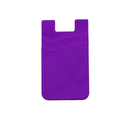 Silicone Phone Card Holder Double Layer Adhesive Wallet with 3M Backing - Purple.