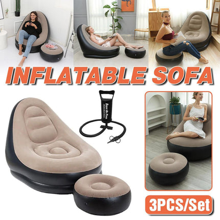 3pcs Inflatable Air Chair Seat Lazy Sofa Lounge Blow Up Ottoman Outdoor Couch.