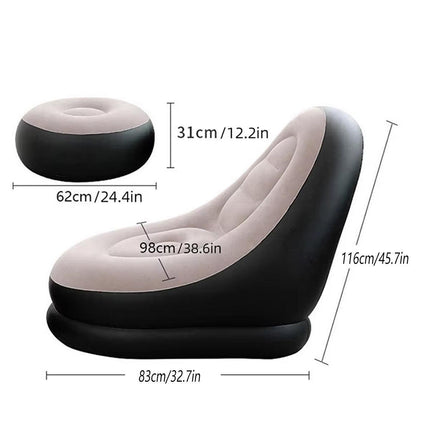 3pcs Inflatable Air Chair Seat Lazy Sofa Lounge Blow Up Ottoman Outdoor Couch.
