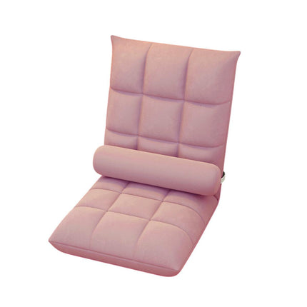Floor Lounge Sofa Bed Chair with Lumbar Pillow Folding Adjustable Cushion - White.