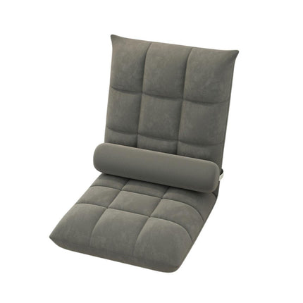 Floor Lounge Sofa Bed Chair with Lumbar Pillow Folding Adjustable Cushion - White.