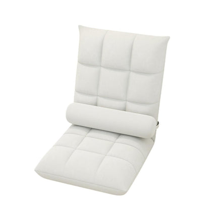Floor Lounge Sofa Bed Chair with Lumbar Pillow Folding Adjustable Cushion - White.