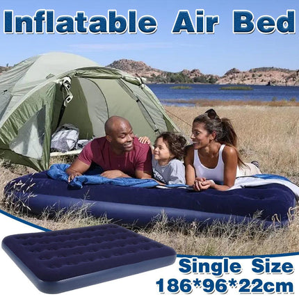 King Size Inflatable Airbed Easy Inflate Flocked Air Mattress Camping Guest Bed.
