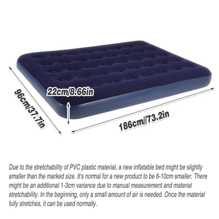 King Size Inflatable Airbed Easy Inflate Flocked Air Mattress Camping Guest Bed.