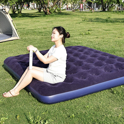 King Size Inflatable Airbed Easy Inflate Flocked Air Mattress Camping Guest Bed.