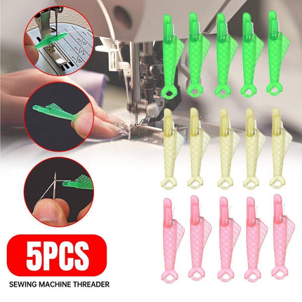 5PCS Plastic Needle Threader Tool for Sewing Machine Quick Lead Garment Sewing - Green.