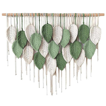 Cotton Rope Woven Leaves Tapestry Wall Hanging for Living Room Bedroom Decor.