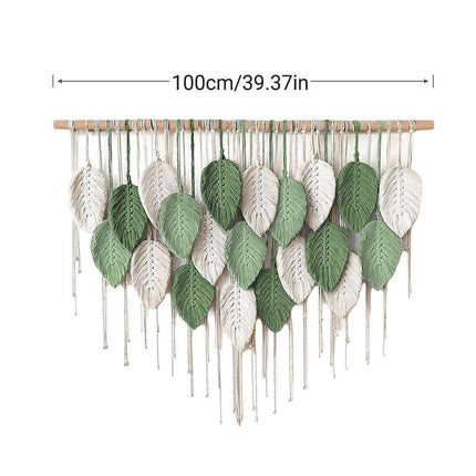 Cotton Rope Woven Leaves Tapestry Wall Hanging for Living Room Bedroom Decor.