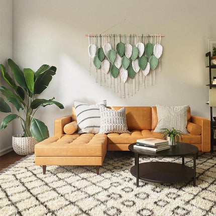 Cotton Rope Woven Leaves Tapestry Wall Hanging for Living Room Bedroom Decor.
