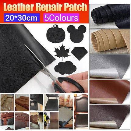 2X Self Adhesive Leather Repair Patches Kit for Sofa Couch Auto Interior Use - Khaki.