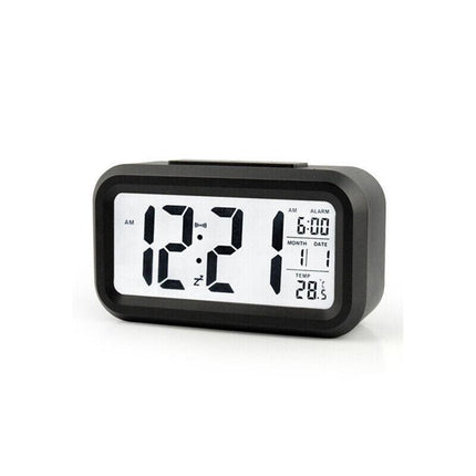 Digital Bedside Led Snooze Alarm Clock Time Temperature Day/Night Desktop Clock - White.