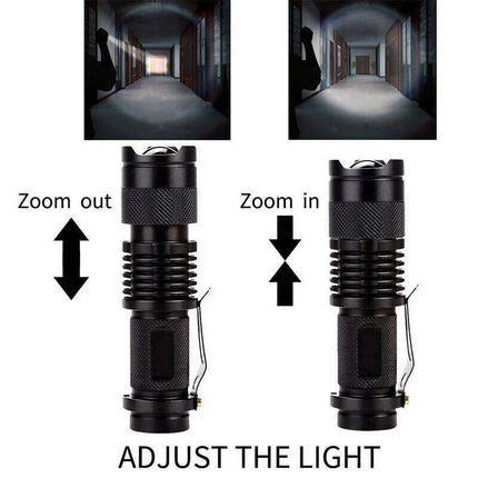 5/10x Mini Q5 LED Flashlight Torch Adjustable Focus Zoom Light Lamp 1200LM - 5PCS.