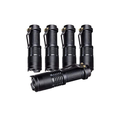 5/10x Mini Q5 LED Flashlight Torch Adjustable Focus Zoom Light Lamp 1200LM - 5PCS.