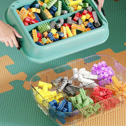 3-Layer Stackable Storage Box for Building Blocks Toy Organizer with Sorting Trays - Green.