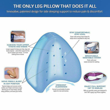Knee Support Ergonomic Memory Foam Leg Pillow Cushion Washable Cover.